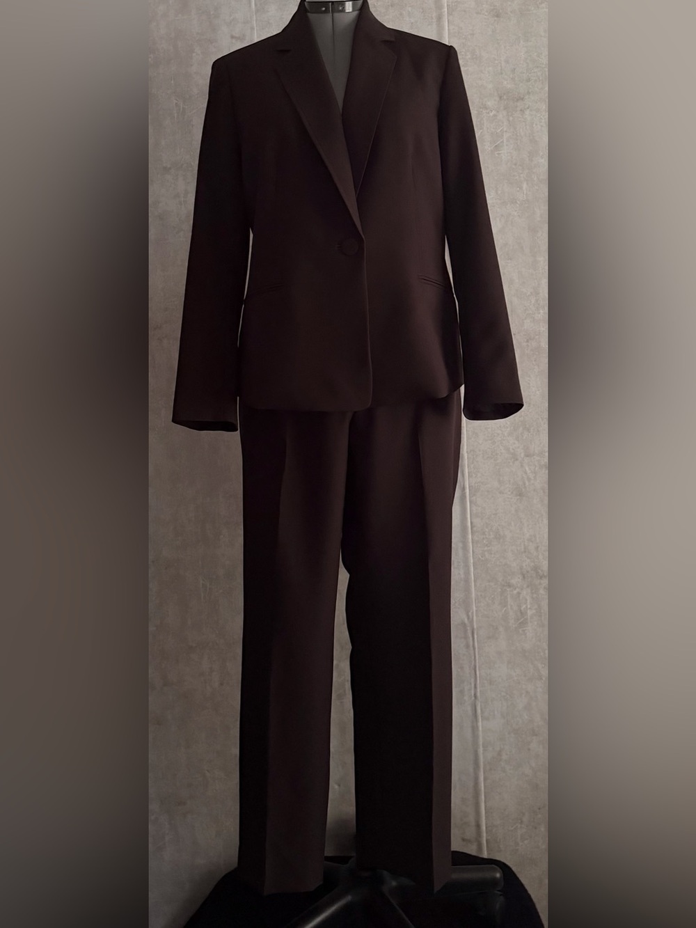 Le Suit Womens Size 14 Dark Brown Professional Career Pantsuit Stretch 2 Pc Set